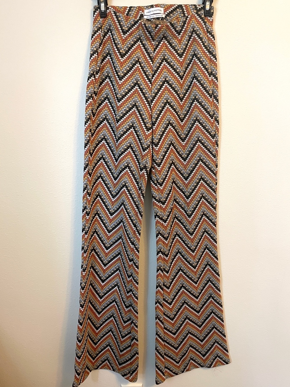 Urban Outfitters - Chevron Bootcut Pants Brown Orange Retro Y2K - Size PS, Long